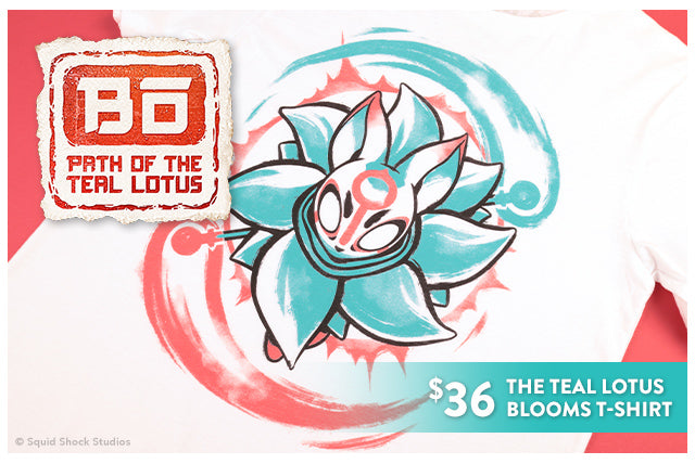 New Bō A Teal Lotus Blooms Shirt is available at Fangamer.com