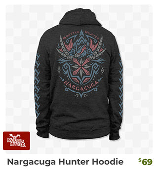 Monster Hunter Nargacuga Hunter Hoodie is back in stock at Fangamer.com