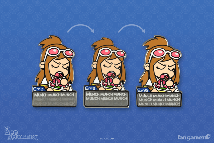 Snacking Ema Lenticular Pin - Ace Attorney