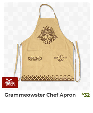 Grammeowster Chef Apron is back in stock at fangamer.com