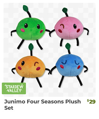 Stardew Valley Junimo Four Seasons Plush Set is back in stock at Fangamer.com
