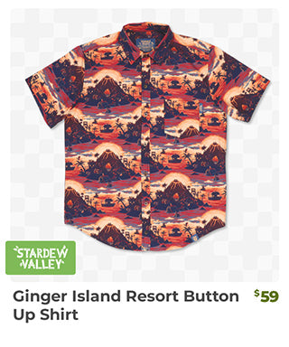 Stardew Valley Ginger Island Resort Shirt is back in stock at Fangamer.com