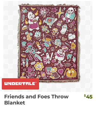 Friends and Foes Throw Blanket is back in stock at Fangamer.com